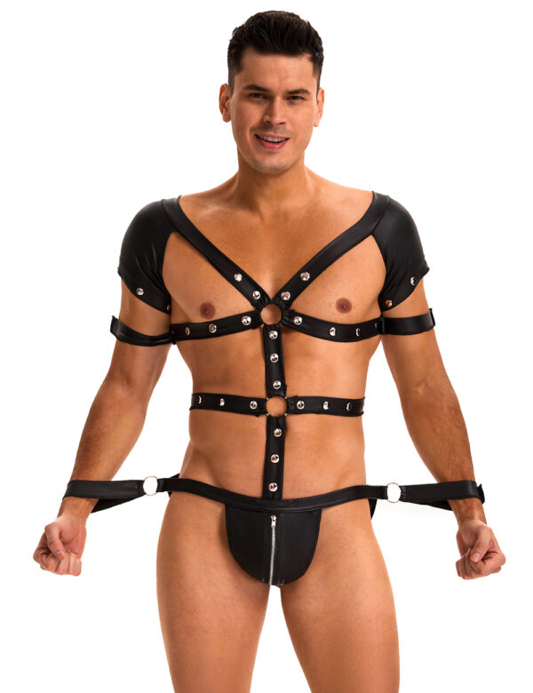 Oh Yeah - Harness Uomo Borchiato con Polsiere