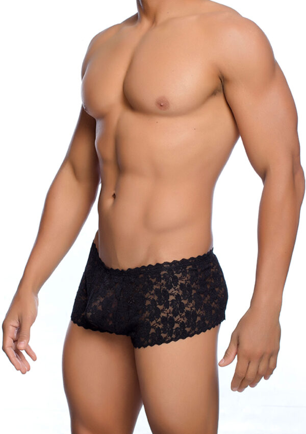 Rose Lace Boy Short Black