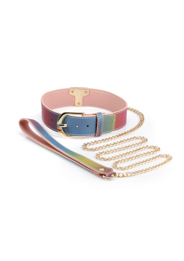 Spectra Bondage Collar & Leash Rainbow