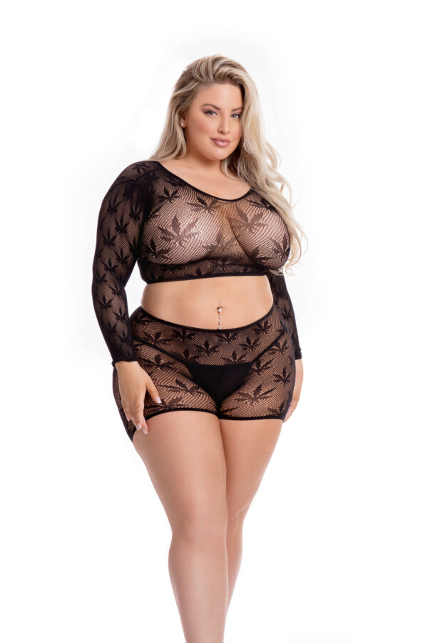 LEAF IT TO ME SHORT SET BLACK, PLUS SIZE