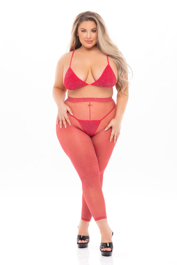 TALL ORDER 3PC LEGGING SET RED, PLUS SIZE