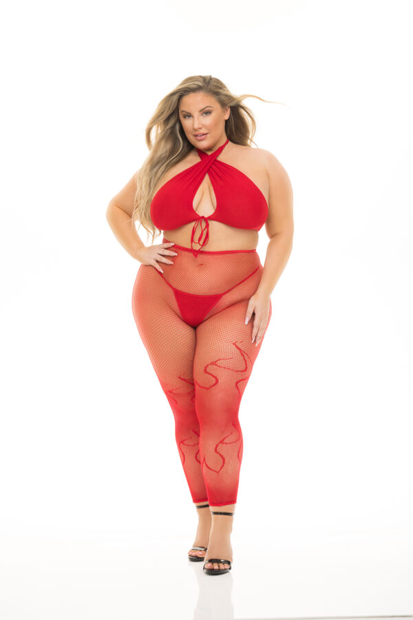 GIVES YOU HELL 3PC SET RED, PLUS SIZE