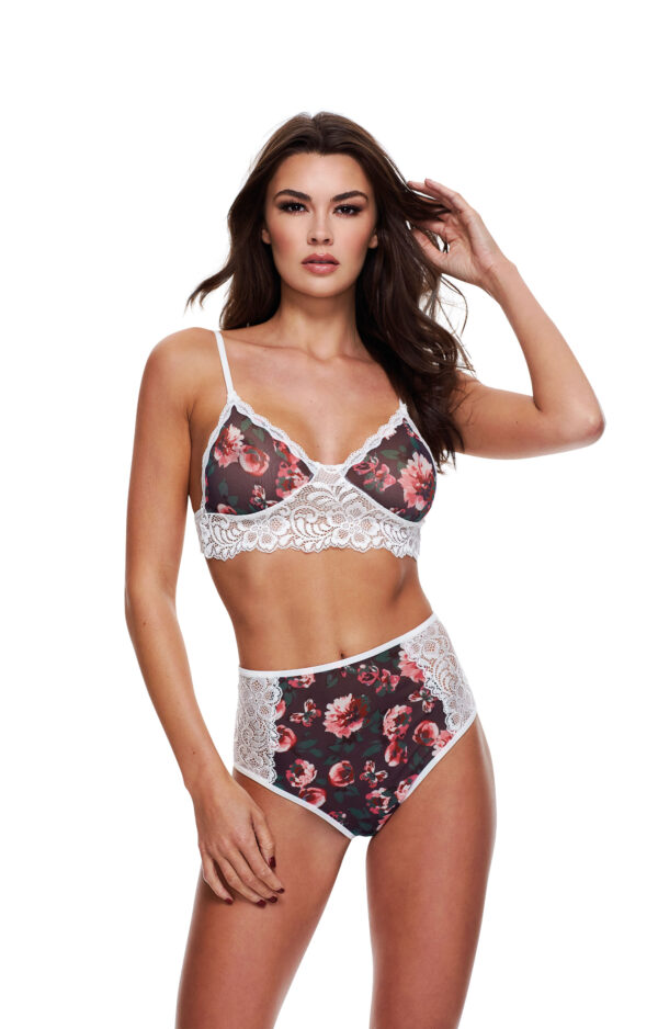 GREY FLORAL & LACE BRA SET