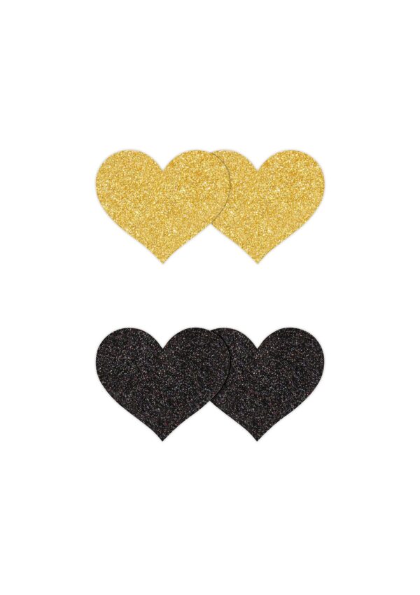 Pasties Glitter Hearts 2 Pair Black