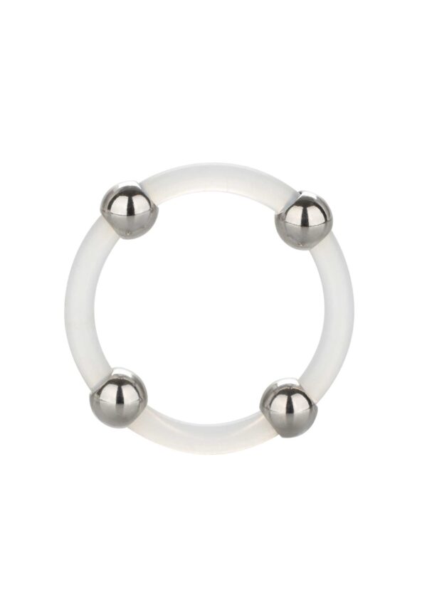 Steel Beaded Silicone Ring L Transparant