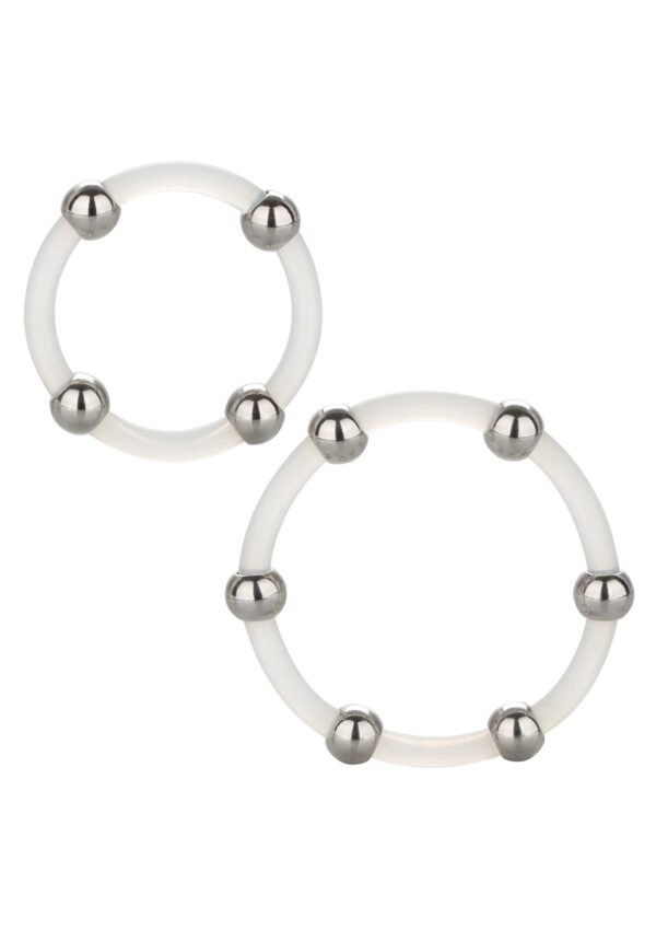 Steel Beaded Silicone Ring Set Transparant