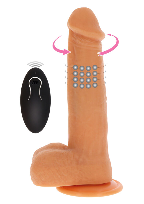 Rotating Beads Vibrating Dildo Light skin tone