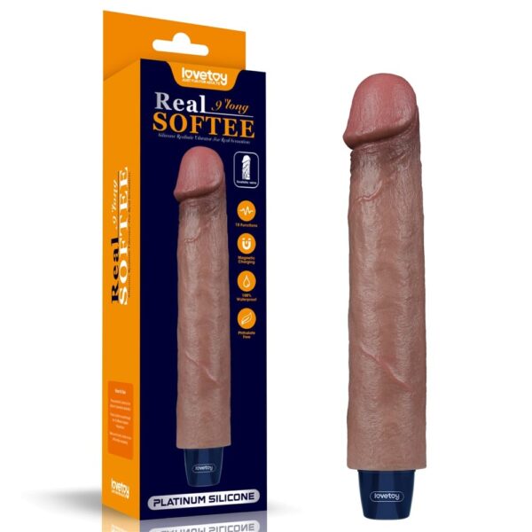 9 REAL SOFTEE Rechargeable Silicone Vibrating Dildo